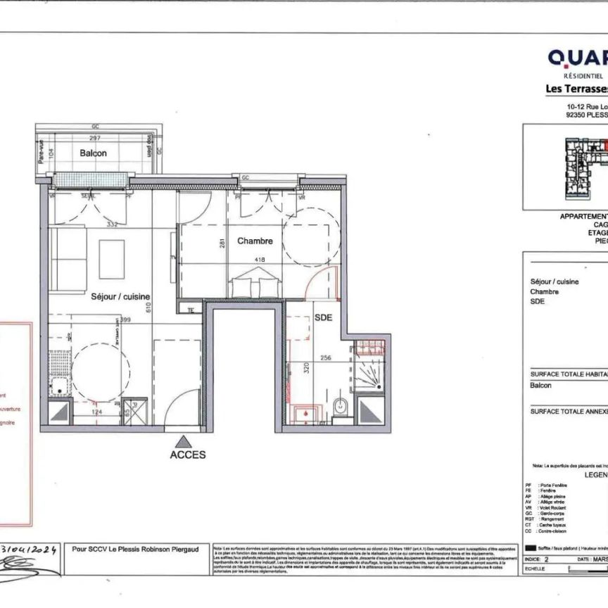 Appartement à louer 2 pièces 39.8m² - Photo 2