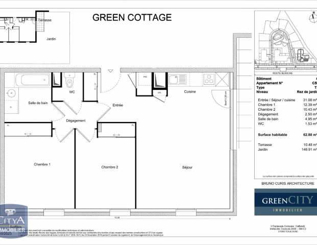 Appartement à louer 3 pièces 62.88m² - Photo 1