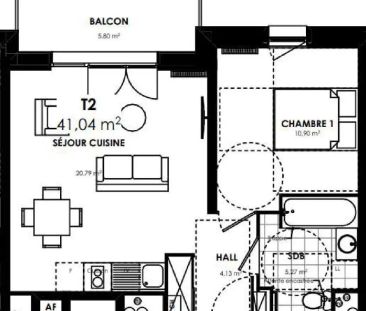 Appartement à louer 2 pièces 41.06m² - Photo 3