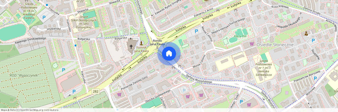 ul. Stefana Wyszyńskiego, Osiedle Przyjaźni, Centrum, Zielona Góra, lubuskie