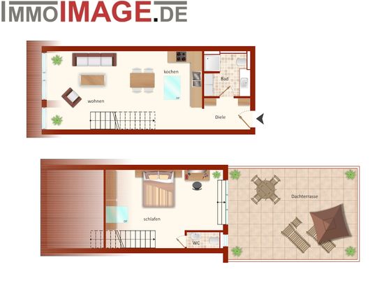 Riesige Dachterrasse mit moderner 2-Zimmerwohnung und Garagenplatz - Foto 1