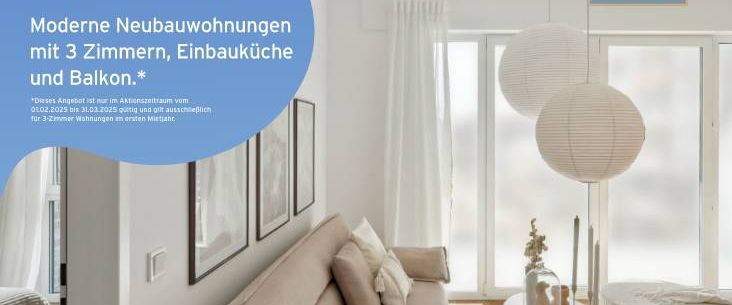 2 Monate mietfrei: Moderne 3-Zimmer-Terrassenwohnung zum Erstbezug - Photo 1