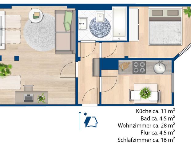 Ganz oben in der südlichen Innenstadt. Individuelle 2-Raum-Dachgeschoss- Wohnung... - Photo 1