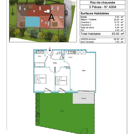 Location Appartement 3 pièces 63m² PESSAC 33600 - Photo 2