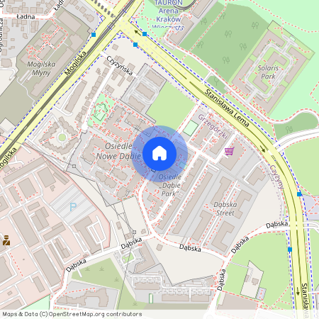 ul. Dąbska, Dąbie, Grzegórzki, Kraków, małopolskie