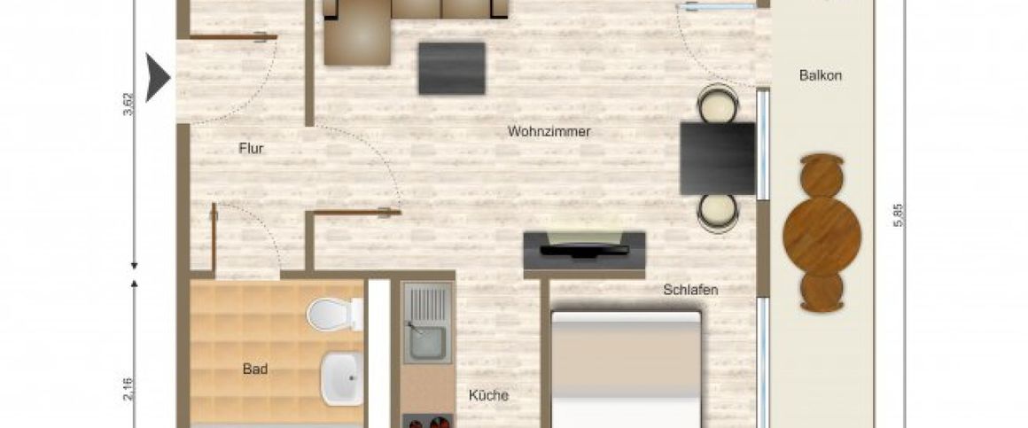 Wohnung, 1 Zimmer (36,22 m²) - Photo 1