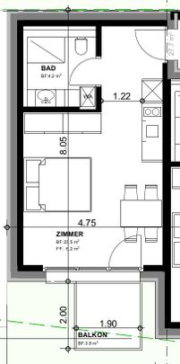 1 Zimmer, 27 m², 1. Stock - Photo 1