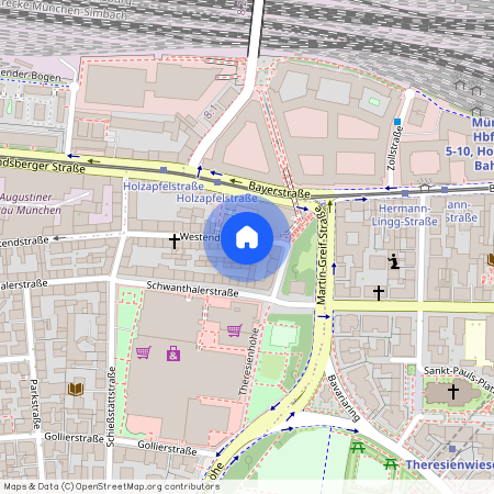 Westendstraße, 80339 München Schwanthalerhöhe ca. 2, 5 km west of Munich-center