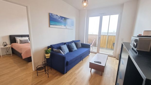 VOLL MÖBLIERT + INTERNET INKLUSIVE | 2-Zi Q Tower 9. OG, Süd-Balkon (1030) - Photo 1