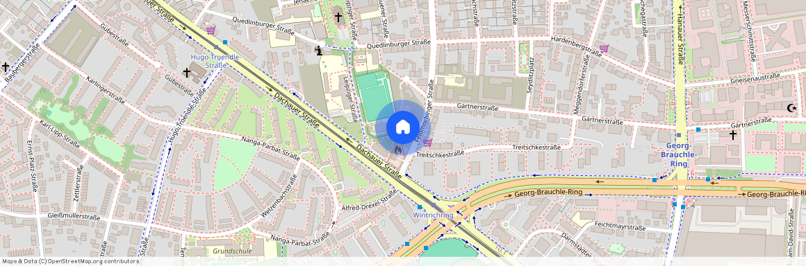 Feldmochinger Straße, 80992 München Moosach ca. 6, 3 km north-west of Munich-center