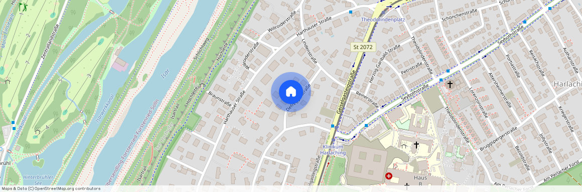 Defreggerstraße, 81545 München Harlaching ca. 6, 1 km south of Munich-center