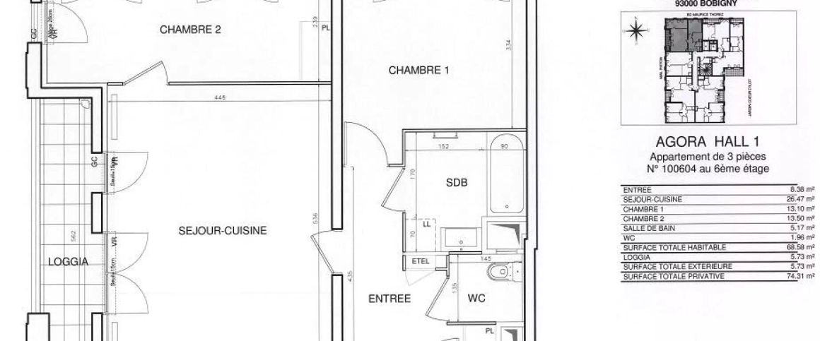 location Appartement T3 DE 68.7m² À BOBIGNY - Photo 1