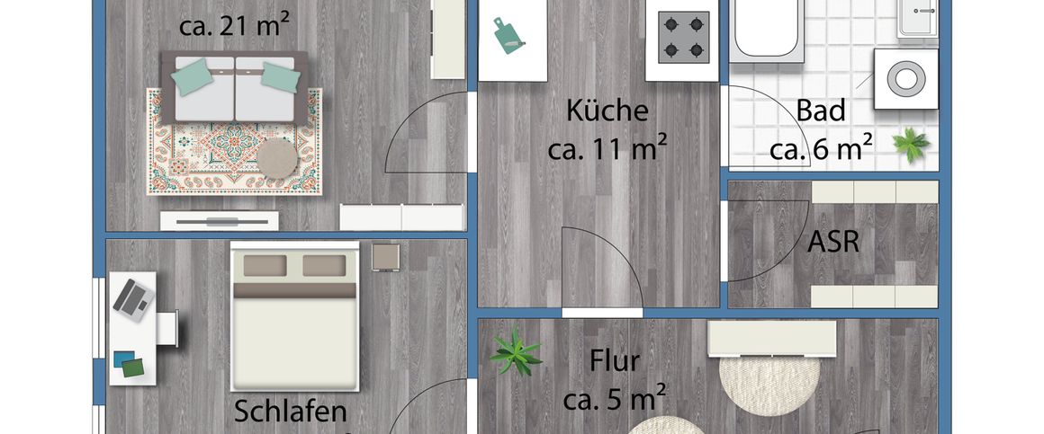 Geschickt geschnitten und mit bester Anbindung. 2-Raum-Wohnung unweit vom Bahnhof - Photo 1