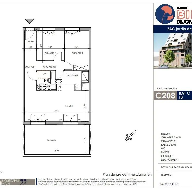 Appartement à louer 3 pièces 63.87m² - Photo 1