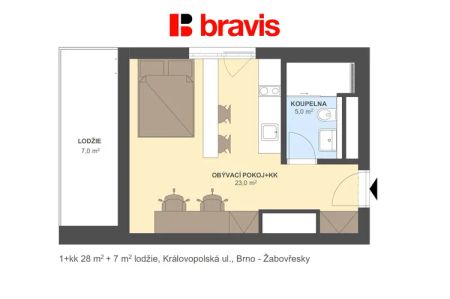 Pronájem 1+kk, Královopolská, Brno: Smart home, wifi, klima a fitness - Fotografie 2