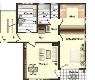 Ganz oben! Gepflegte 3-Zimmer-Wohnung mit Balkon in ruhiger Lage vo... - Photo 1