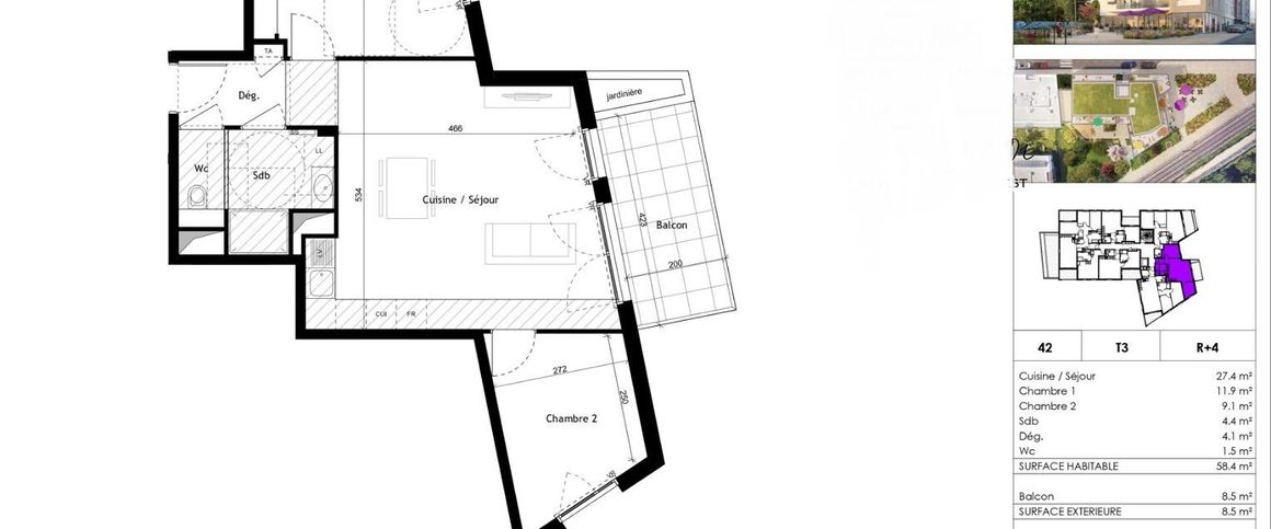 location Appartement T3 DE 58.4m² À DECINES CHARPIEU - Photo 1