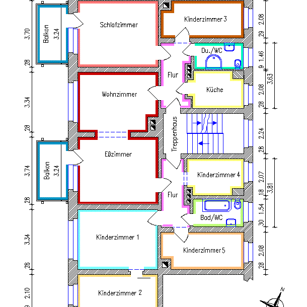 Riesige Familienwohnung mit 2 Balkonen und 2 Bädern - Foto 1