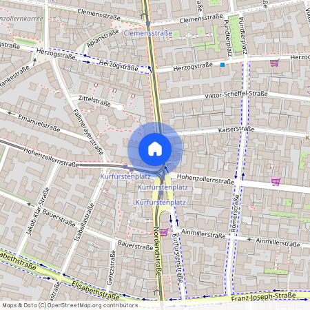 Belgradstraße, 80796 München Schwabing ca. 3, 0 km north of Munich-center