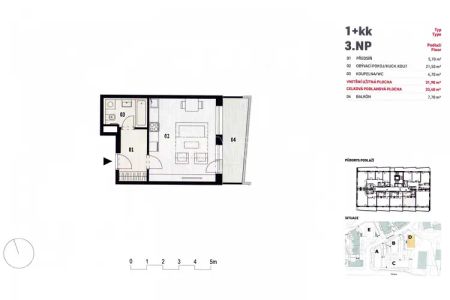 Pronájem bytu 1+kk s prostorným balkonem v novostavbě projektu Byty na Vackově. - Photo 3