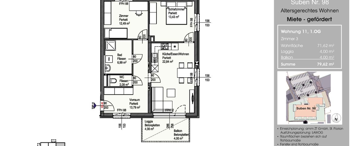 Wohnanlage der LAWOG Suben Nr. 98/11 4975 Suben - Photo 1