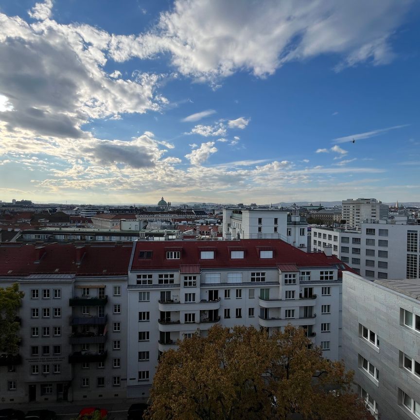 Stadtblick auf 3 Zimmern mit kleinem Balkon im 9. Stock direkt am Modenapark - zu mieten in 1030 Wien - Photo 1