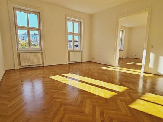 ROCHUSMARKT-NÄHE, sonnige 103 m2 Altbau, 3 Zimmer, WG-geeignet, Küche, Wannenbad, Parketten, Geusaugasse - Photo 1