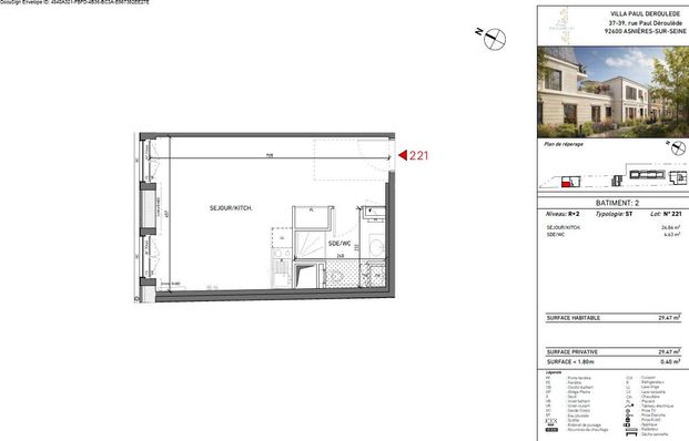 Location appartement 1 pièce, 29.47m², Asnières-sur-Seine - Photo 1
