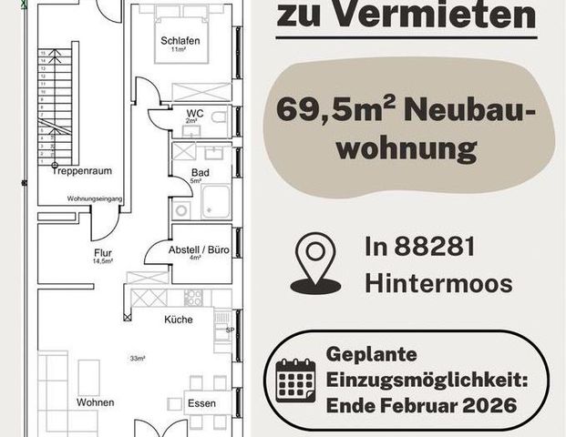2,5-Zimmer-Neubauwohnung in Hintermoos zu vermiten - Foto 1