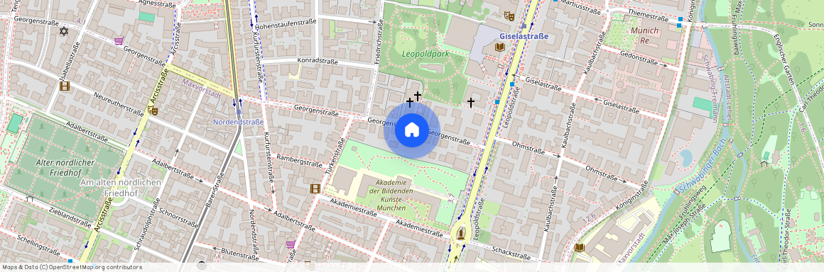 Georgenstraße, 80799 München Schwabing-West ca. 1, 9 km north of Munich-center