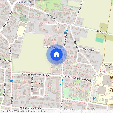 Mühlfeldweg, 85748 Garching ca. 12, 9 km north-east of Munich-center