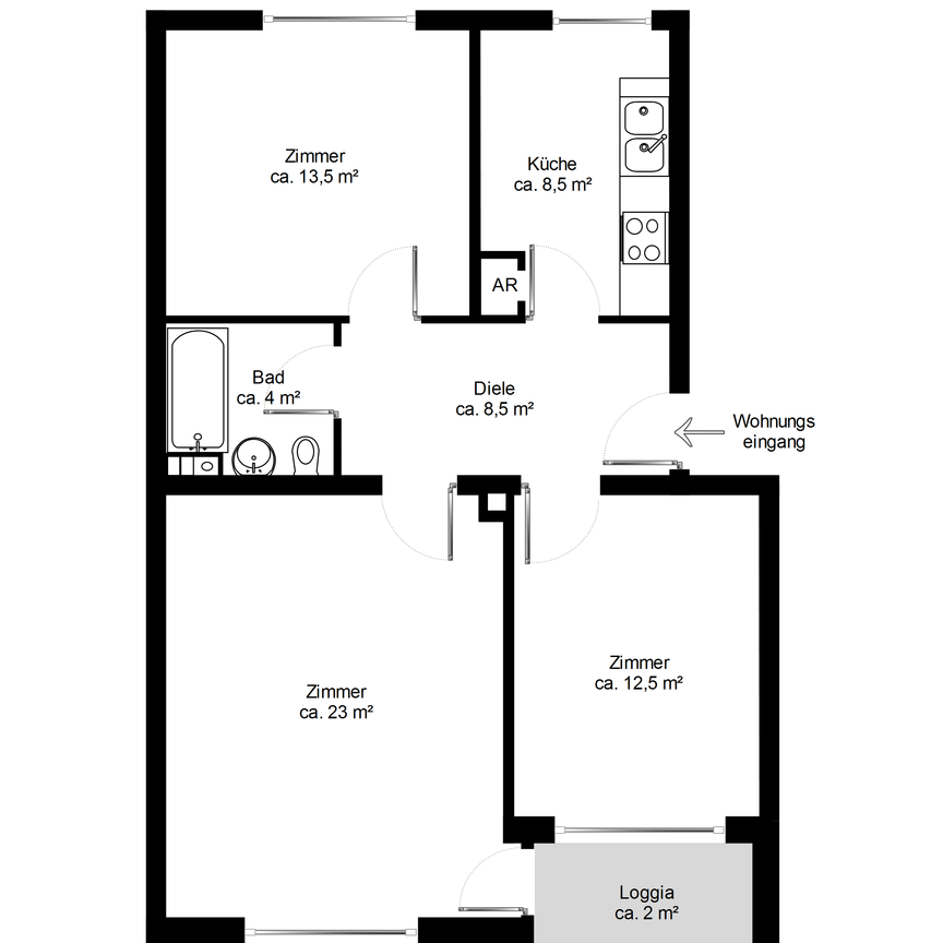 3 Zimmer-Wohnung mit Balkon - Photo 1