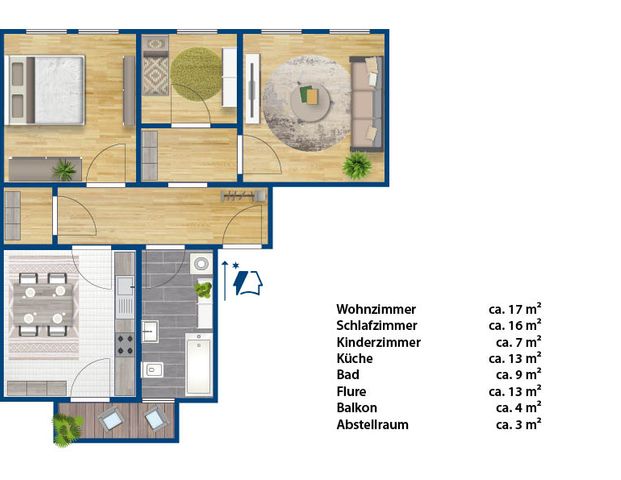 Großzügige 3-Raum mit Balkon in Halles Süden - unweit vom Rannischen Platz - Foto 1