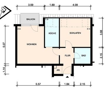 Helle, freudliche 2-Zimmer-Wohnung mit Balkon - 25355 Barmstedt - Photo 2