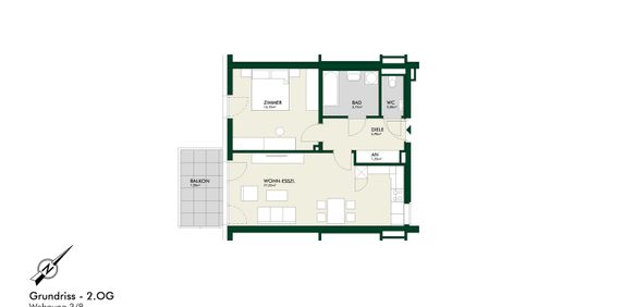 Sonnige 2-Zimmer-Erstbezugswohnung im 2. Obergeschoss mit Balkon - Photo 2