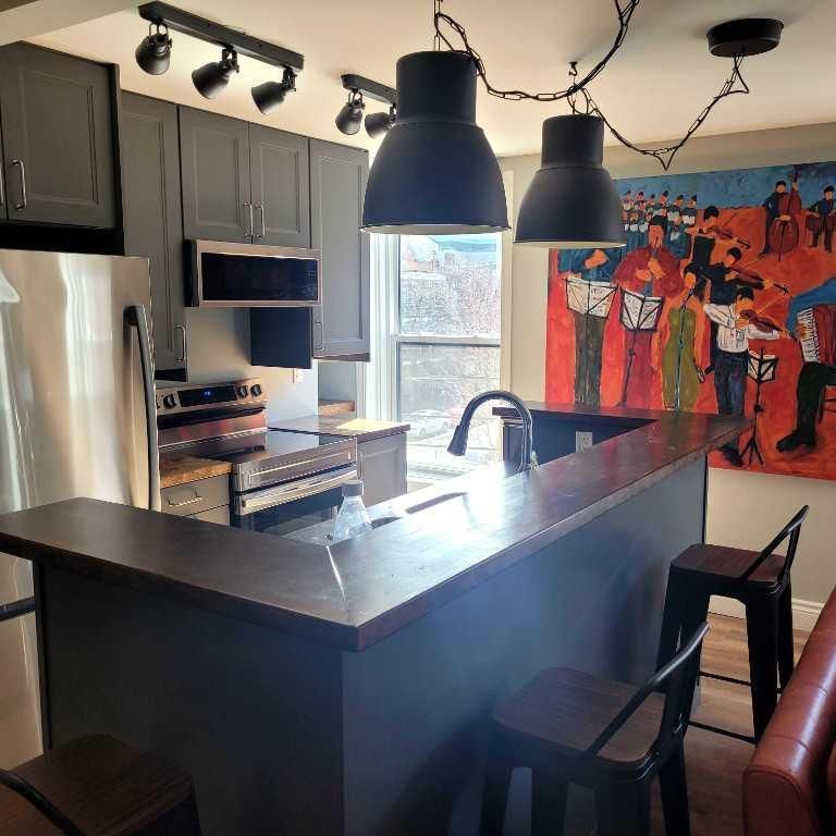 superbe Condo-loft 3 1/2 meublé et entièrement rénové à 5 minutes du métro joliette avec wifi, électtricité et chauffage inclus - Photo 1