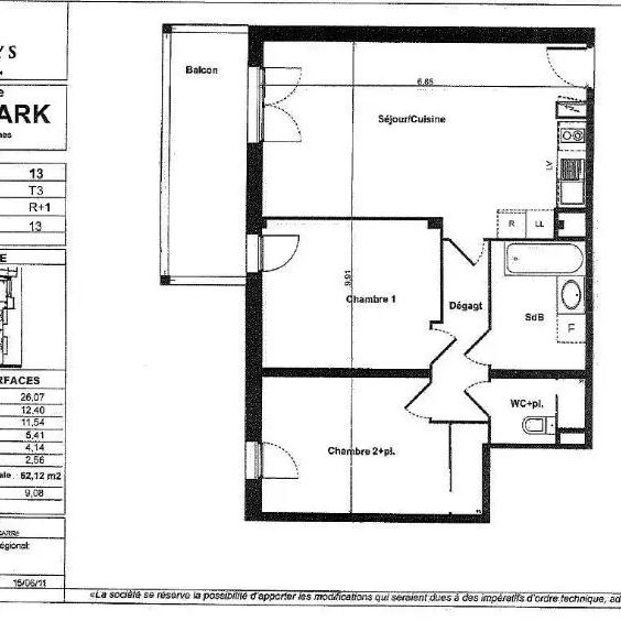 Appartement à louer 3 pièces 61.84m² - Photo 2