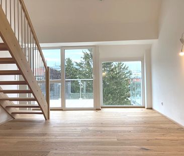 1230! Schöne DG-Wohnung mit Balkon + Galerie ab Juli verfügbar! - Foto 1