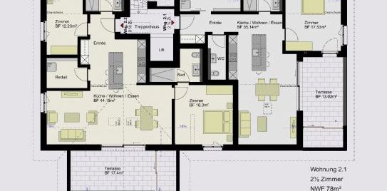2.5 Zimmer, 72 m² - Photo 2