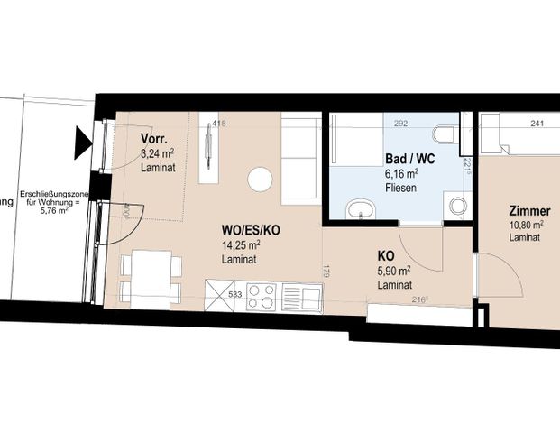 Neubauwohnung im 3. Stock mit 2 Zimmern - Foto 1