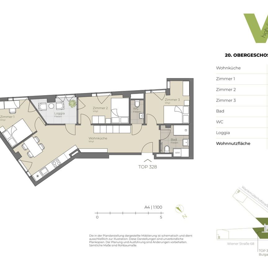 WOHNEN IM 20.OG! Erstbezugswohnung mit Einbauküche ++ 3 getrennte Zimmer und Wohnküche ++ - Foto 1