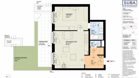 U1-Nähe trifft Gartenlounge: stilvolle 2-Zimmer-Wohnung mit Terrasse und privatem Eigengarten - Foto 2