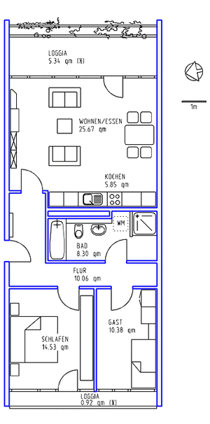 3 Zimmer, Küche, Bad, 2 Loggien, Aufzug, Tiefgarage, 11. Ebene - Photo 2