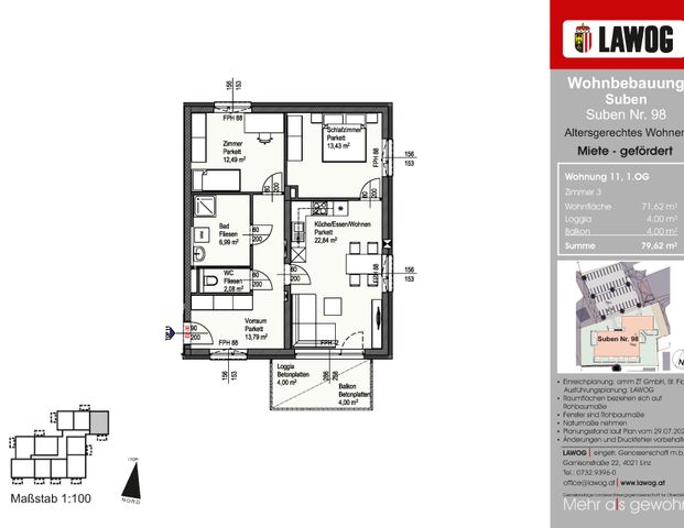 Wohnanlage der LAWOG Suben Nr. 98/11 4975 Suben - Photo 1