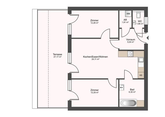 Großzügige 3-Zimmer-Wohnung mit 21 m² Terrasse - Foto 1