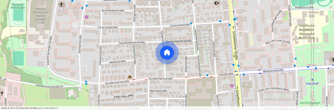 Hardenstraße, 80935 München Hasenbergl ca. 7, 8 km north of Munich-center