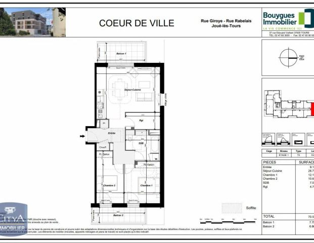 Appartement à louer 3 pièces 70.5m² - Photo 1