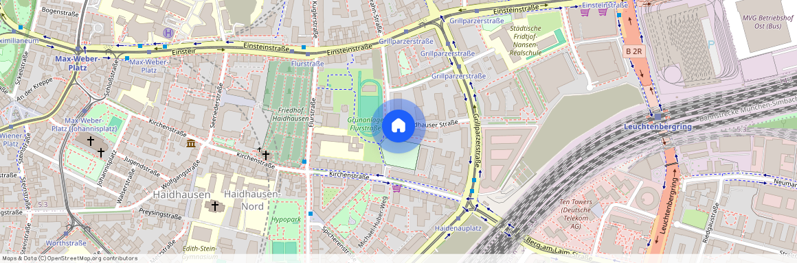 Haidhauser Straße, 81675 München Au-Haidhausen ca. 2, 2 km east of Munich-center