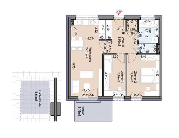 Geförderte traumhafte Neubauwohnung mit Balkon und Dachterrassenanteil - Photo 1