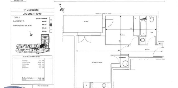 Appartement à louer 2 pièces 41.02m² - Photo 2